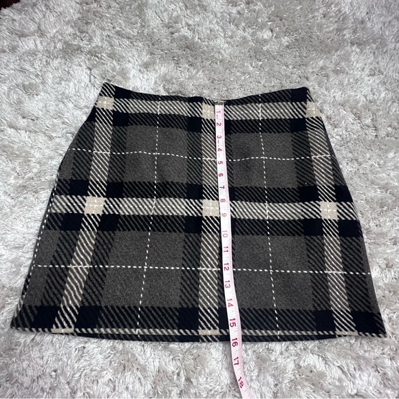 H&M Wool Plaid Mini Skirt • Brown Tan Black • Lined • NWT • Size 10 - Picture 2 of 8